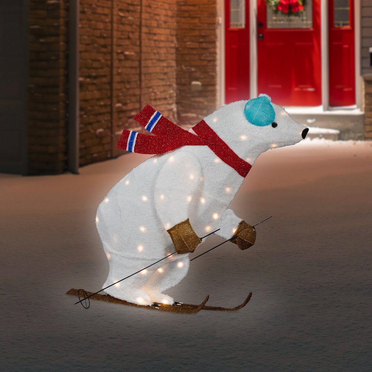 Northlight Lighted Skiing Polar Bear Outdoor Christmas Decoration - 40" - Warm White LED